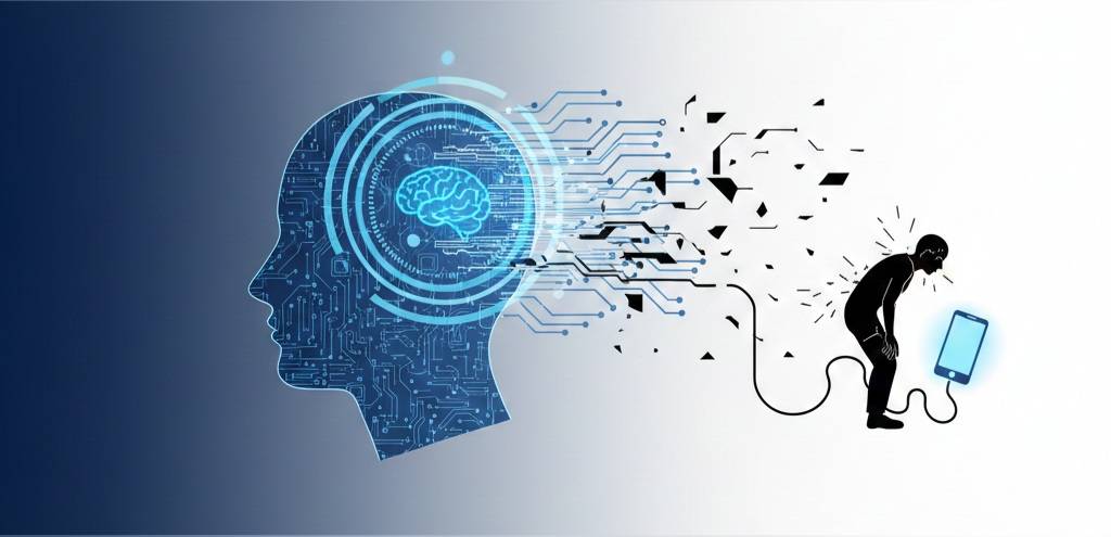 Human brain connected to technology