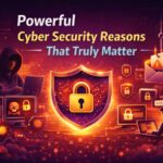 Cyber security illustration showing data protection, hackers, encryption, and online security concepts