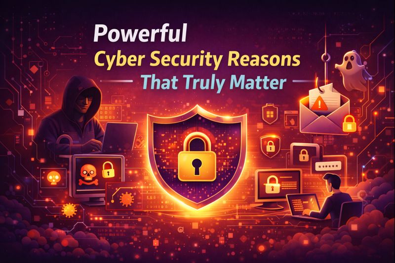 Cyber security illustration showing data protection, hackers, encryption, and online security concepts